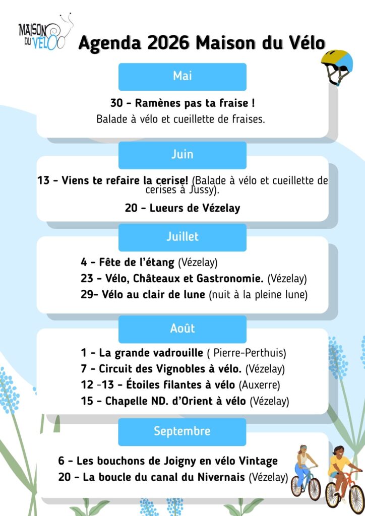 Agenda 2026 Maison du Vélo