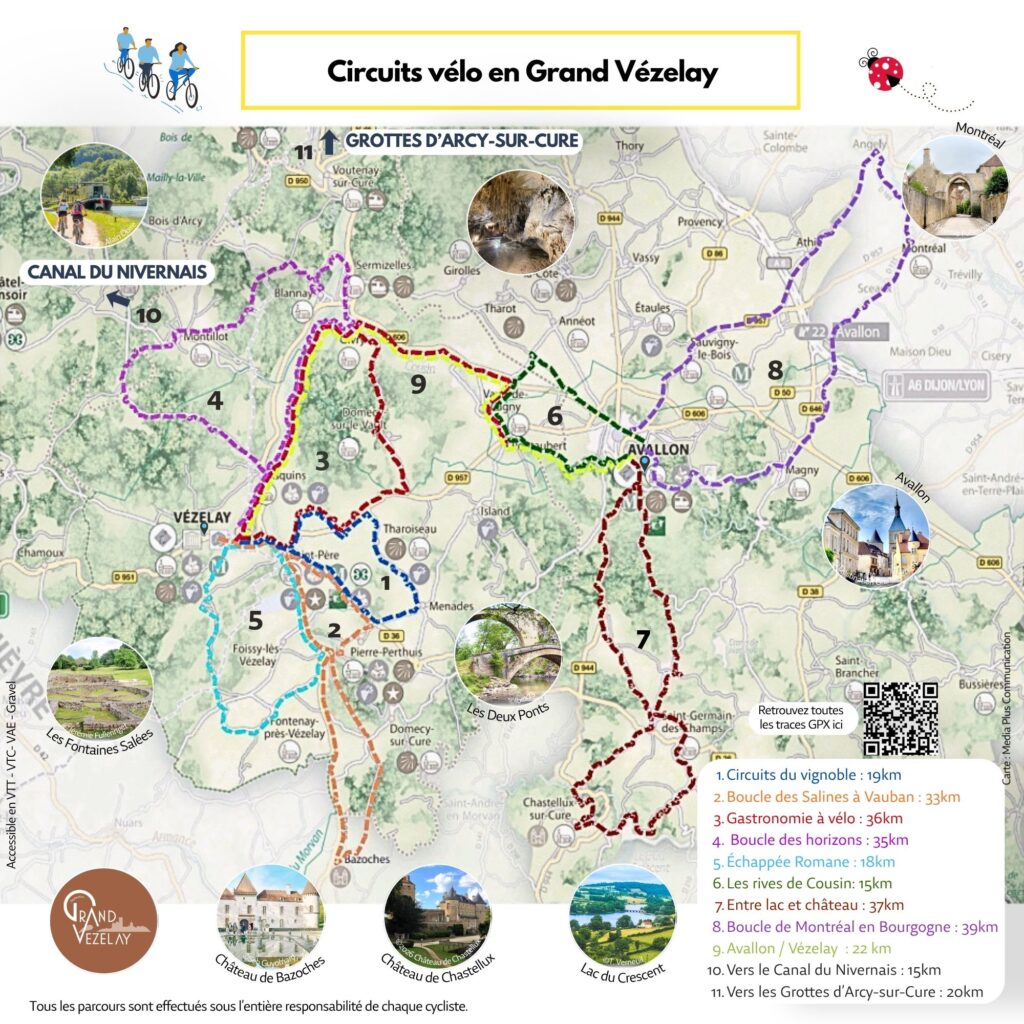 Circuits vélo dans le Grand Vézelay